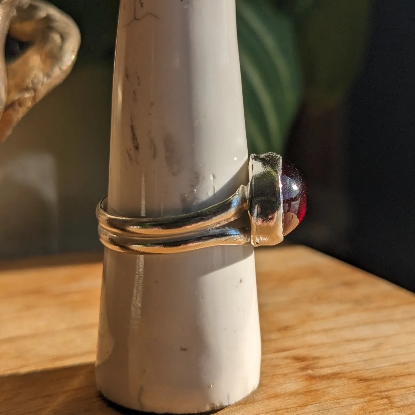 Garnet double band ring