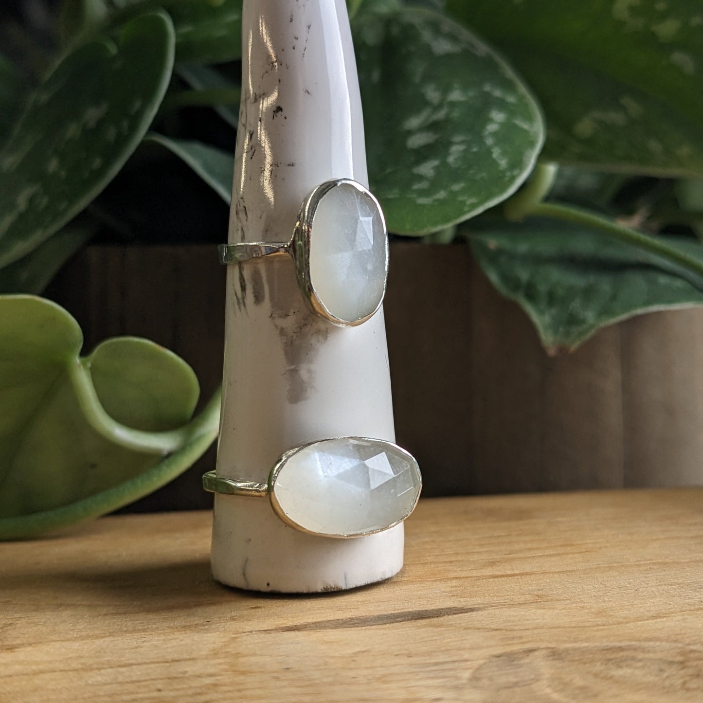 White moonstone rings