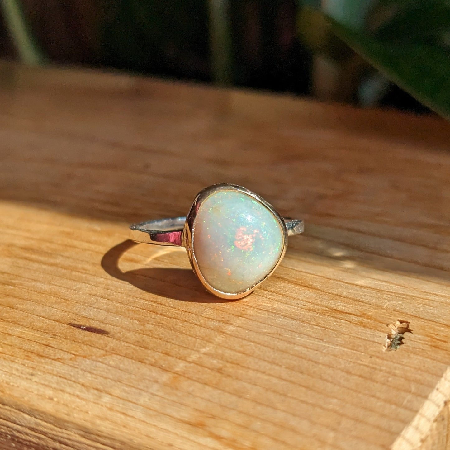 Sterling Opal and 14k ring