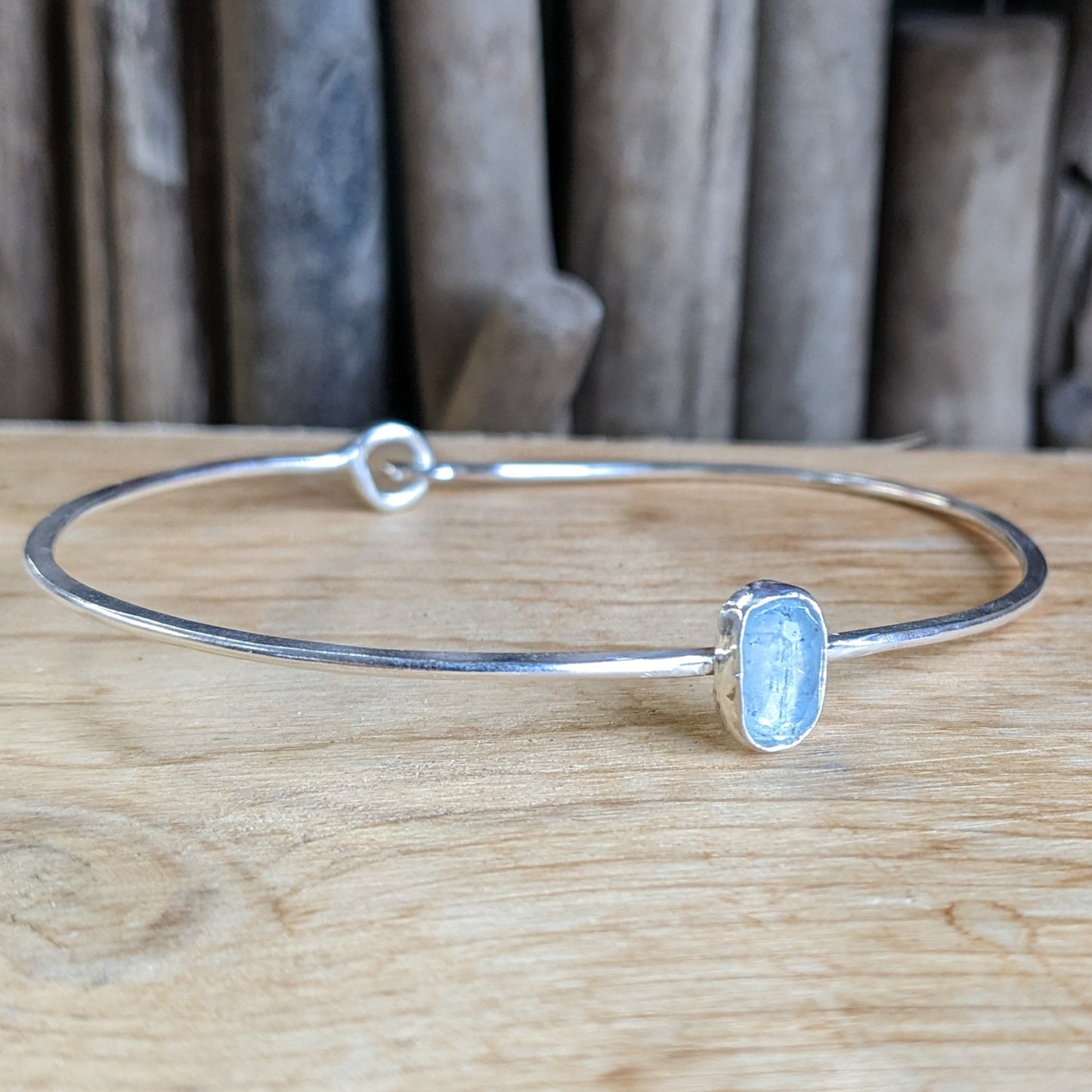 Aquamarine bangle bracelet