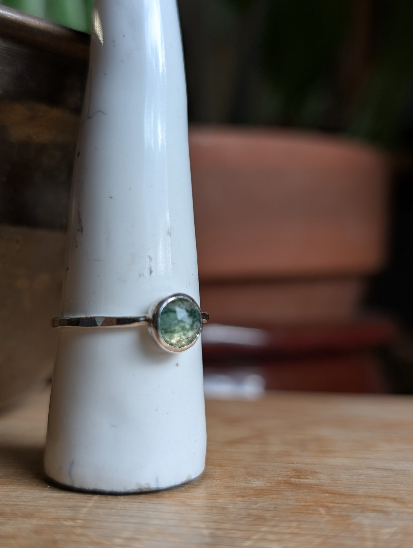 Moss agate ring