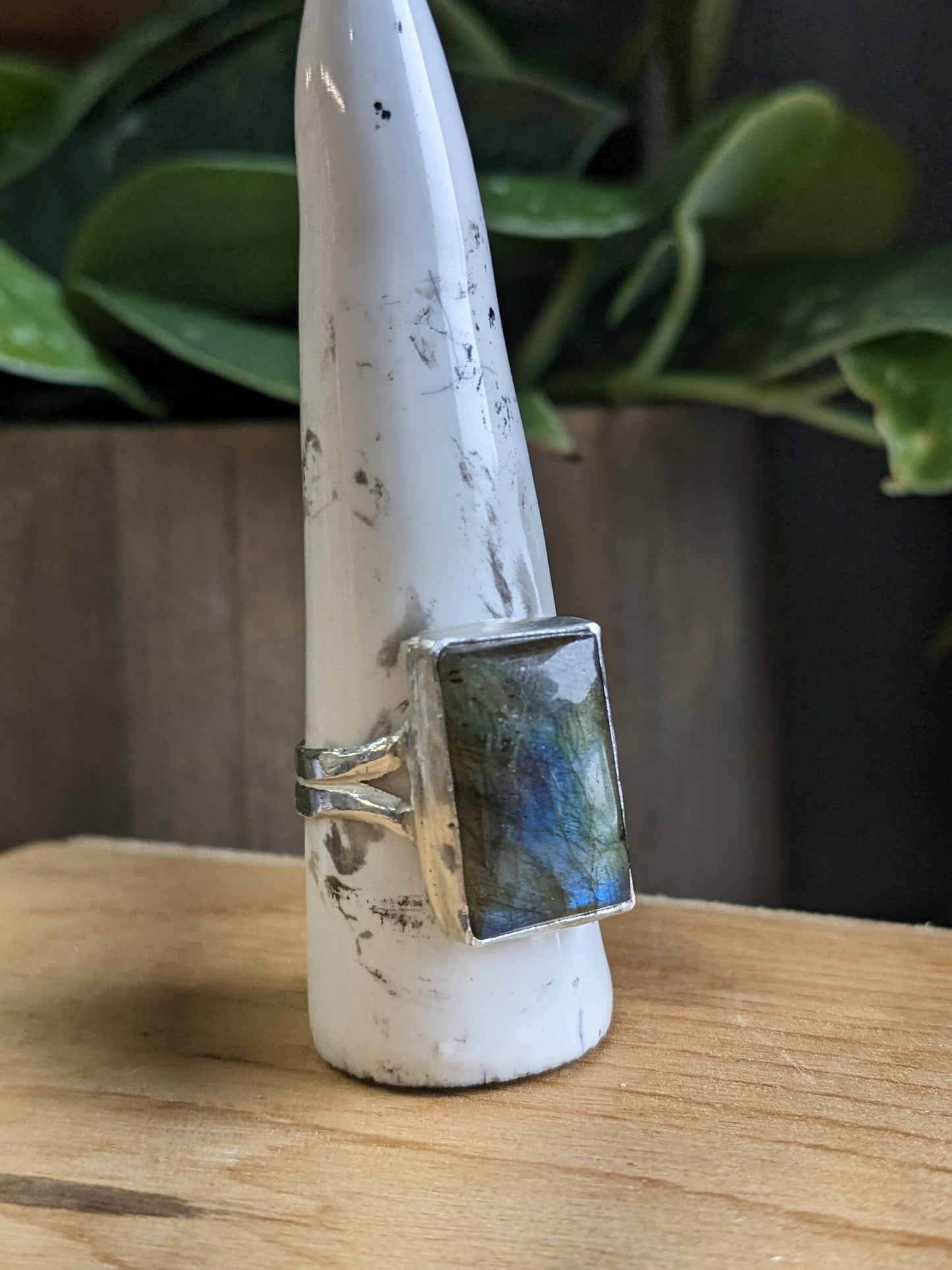 Labradorite Ring - Rectangle open back