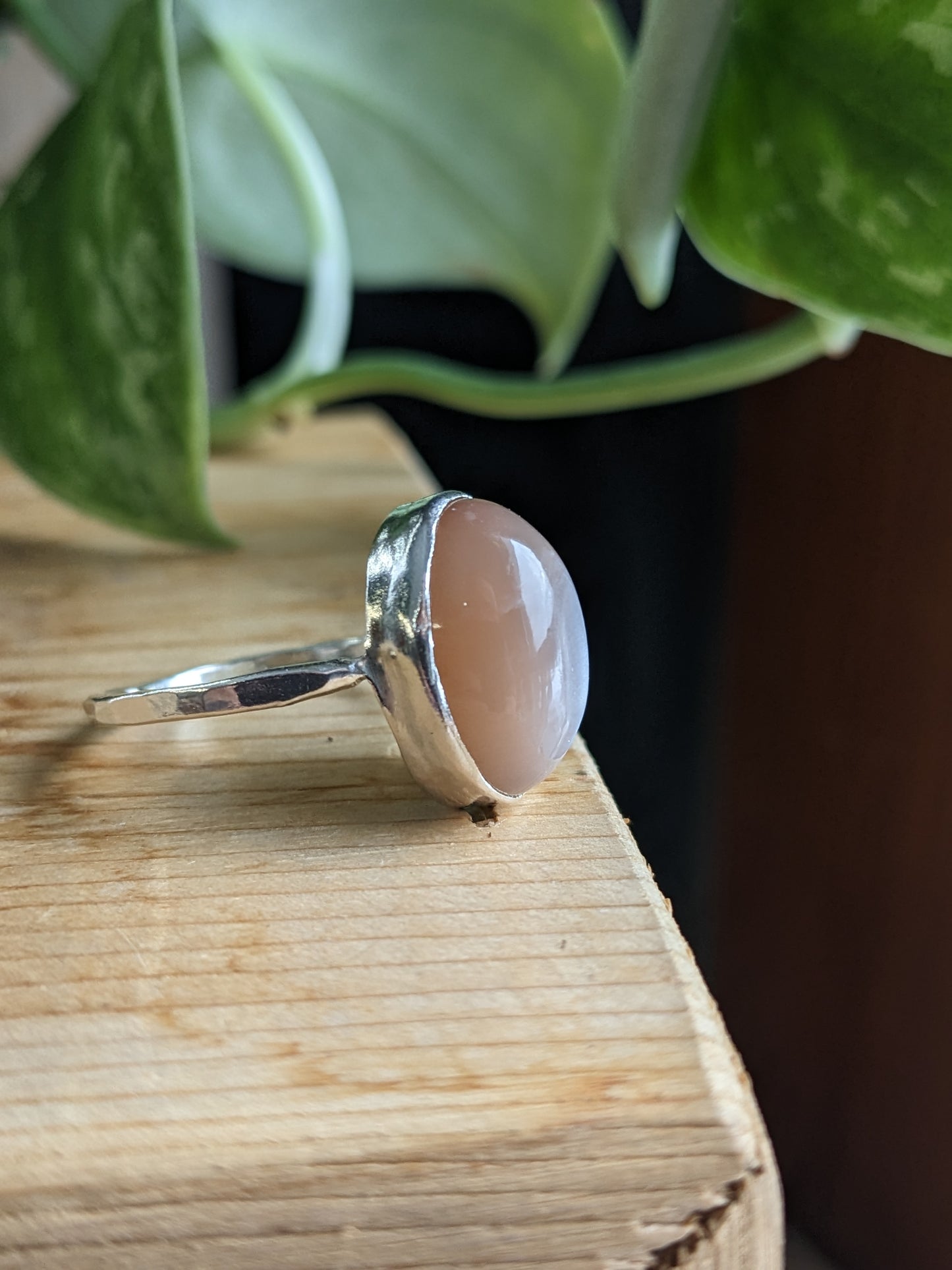 Peach Moonstone Ring - beige undertones