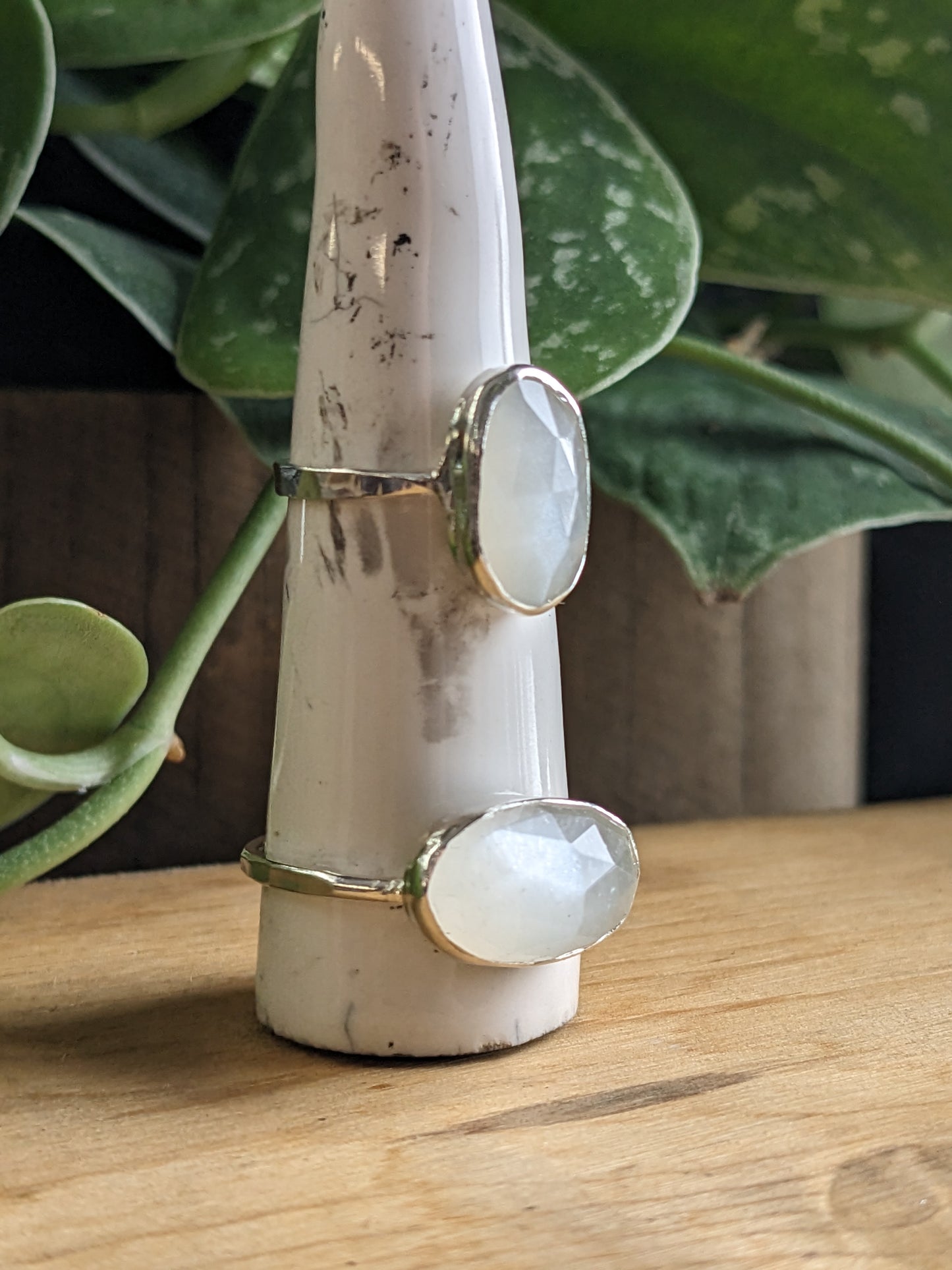 White Moonstone Ring - vertical