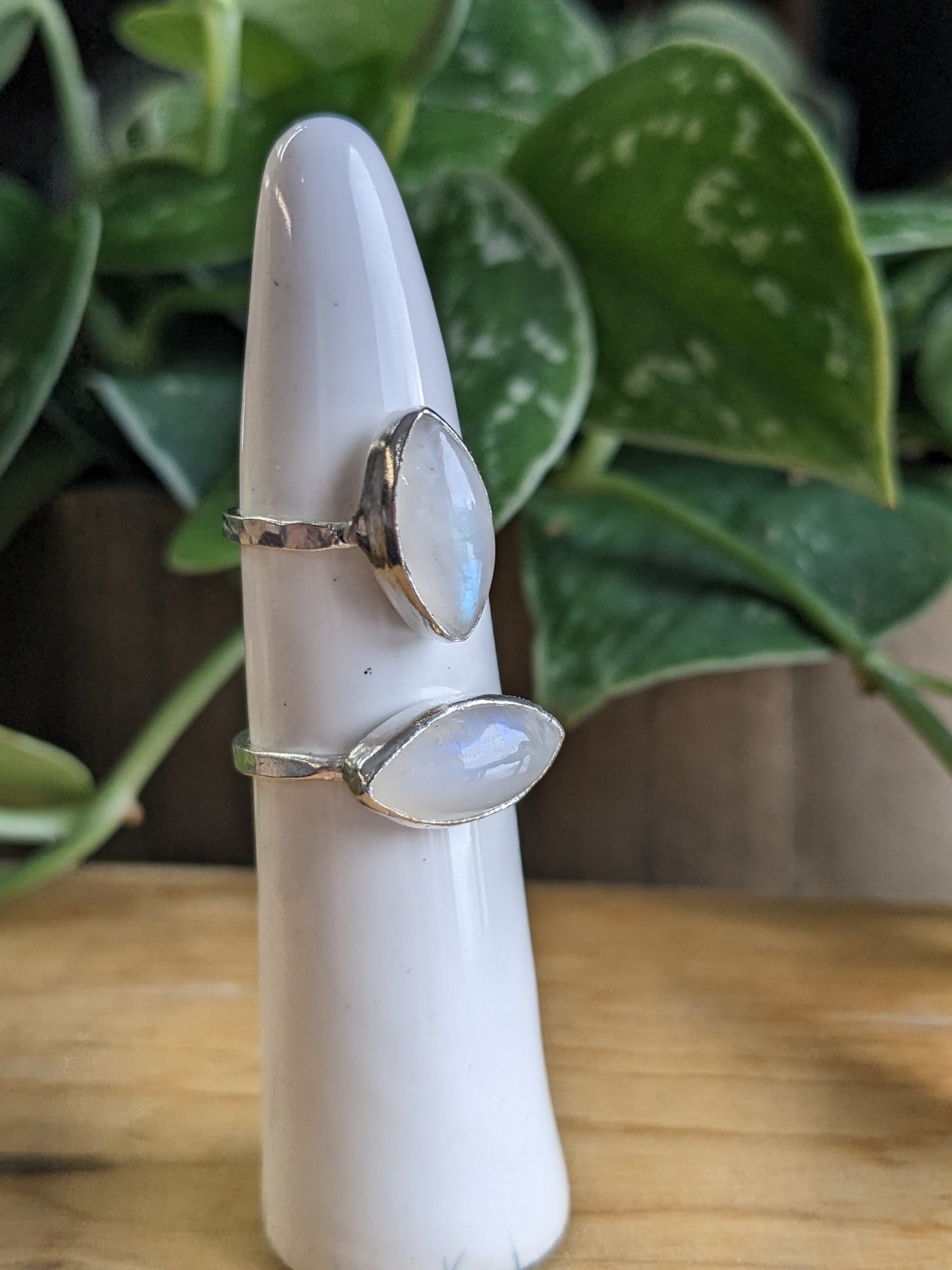 Rainbow Moonstone Ring - cat eye horizontal