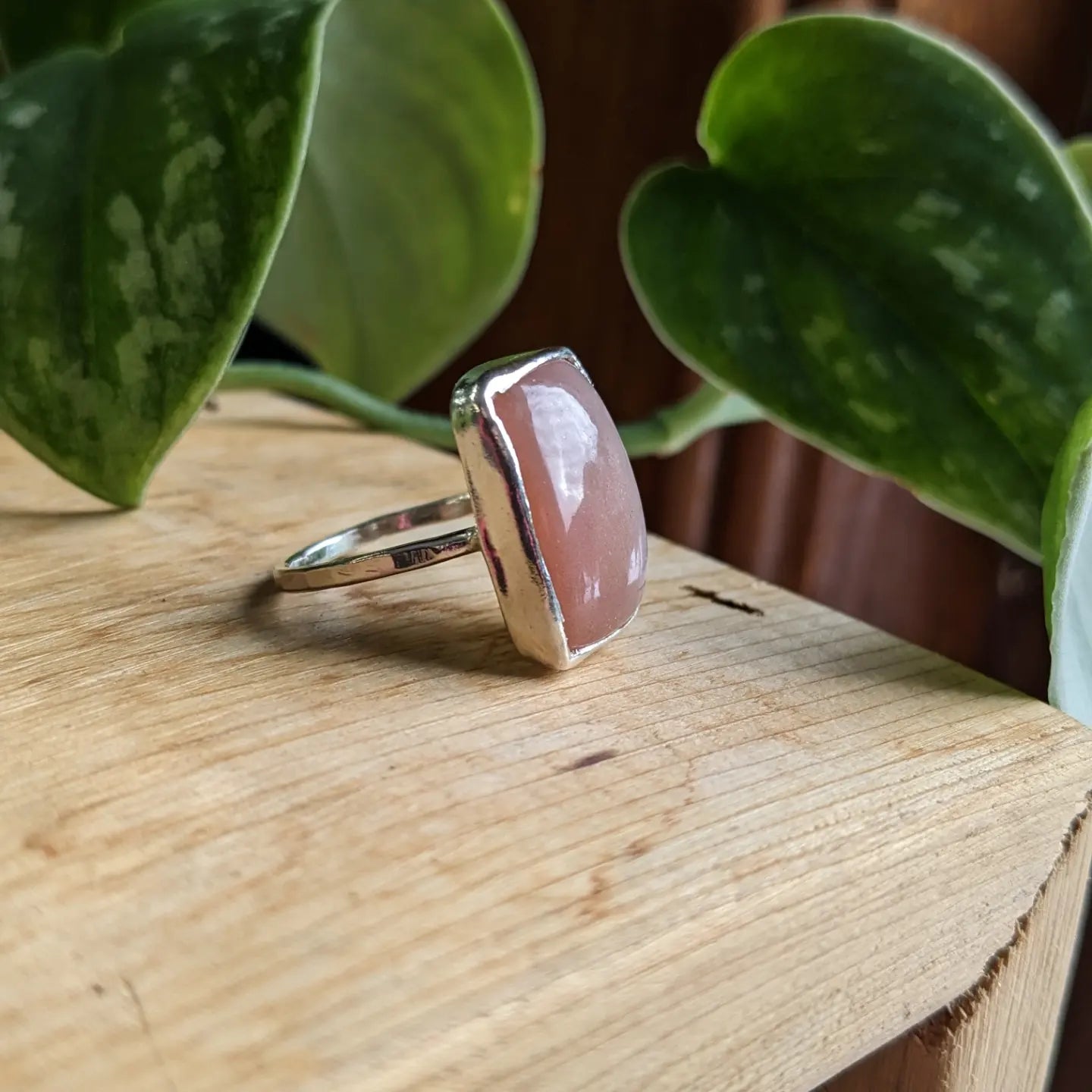 Peach Moonstone ring