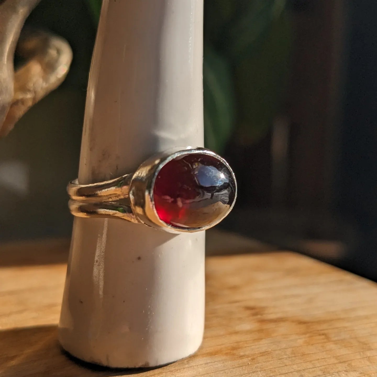Garnet double band ring