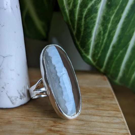 Blue Indonesia opal double band ring