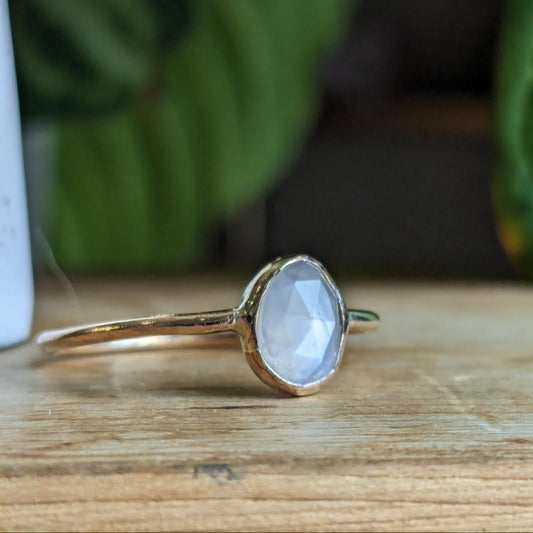 White moonstone and gold ring