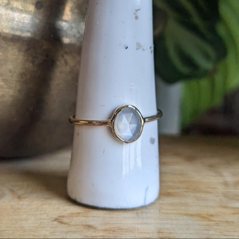 White moonstone and gold ring