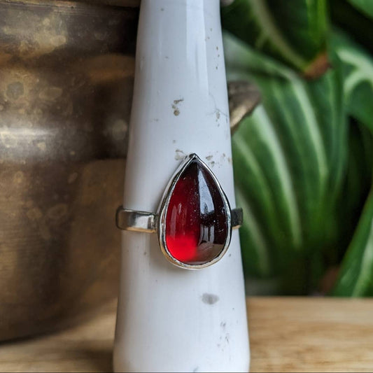 Garnet and silver ring