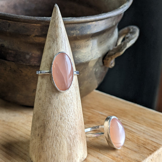 Peach moonstone rings