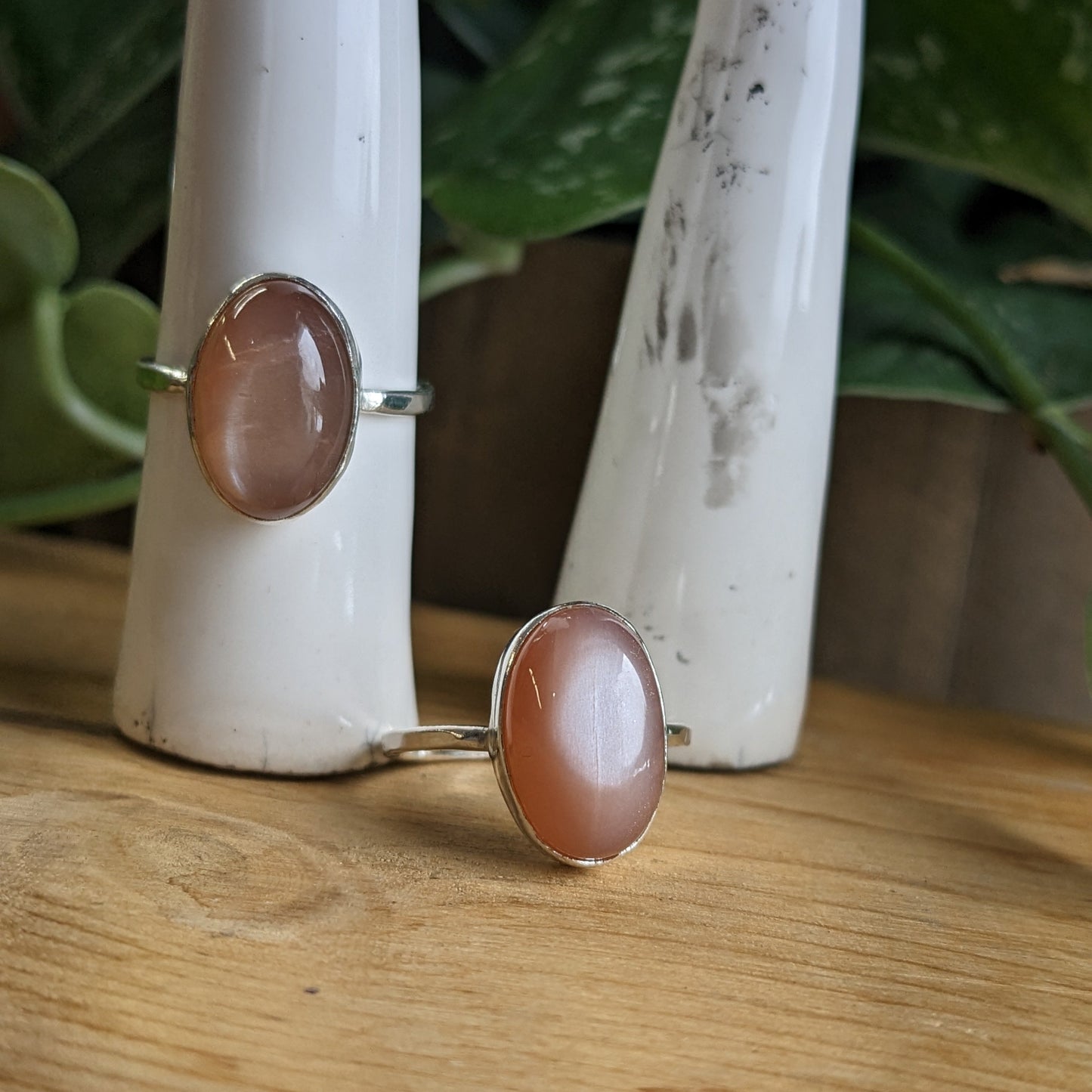 Peach moonstone rings