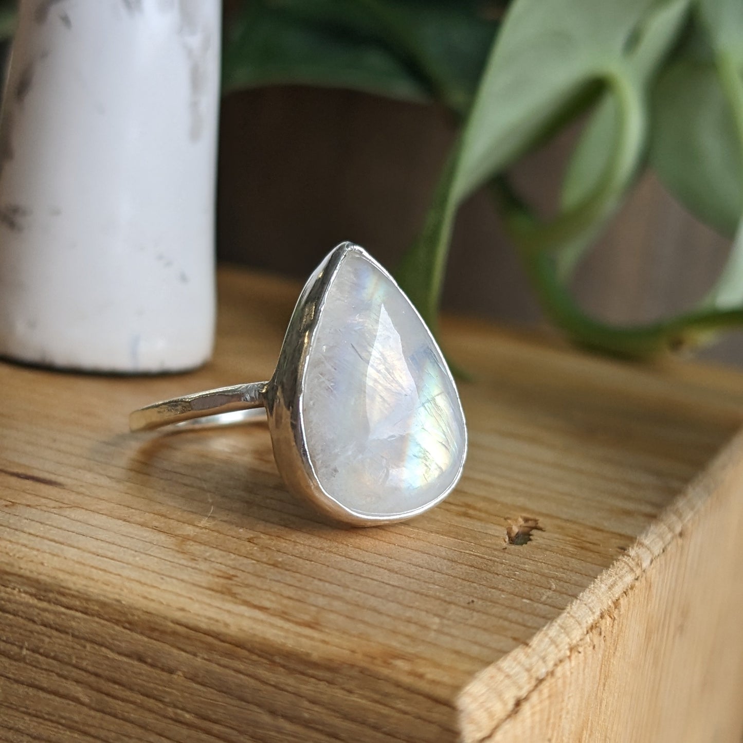 Rainbow moonstone rings