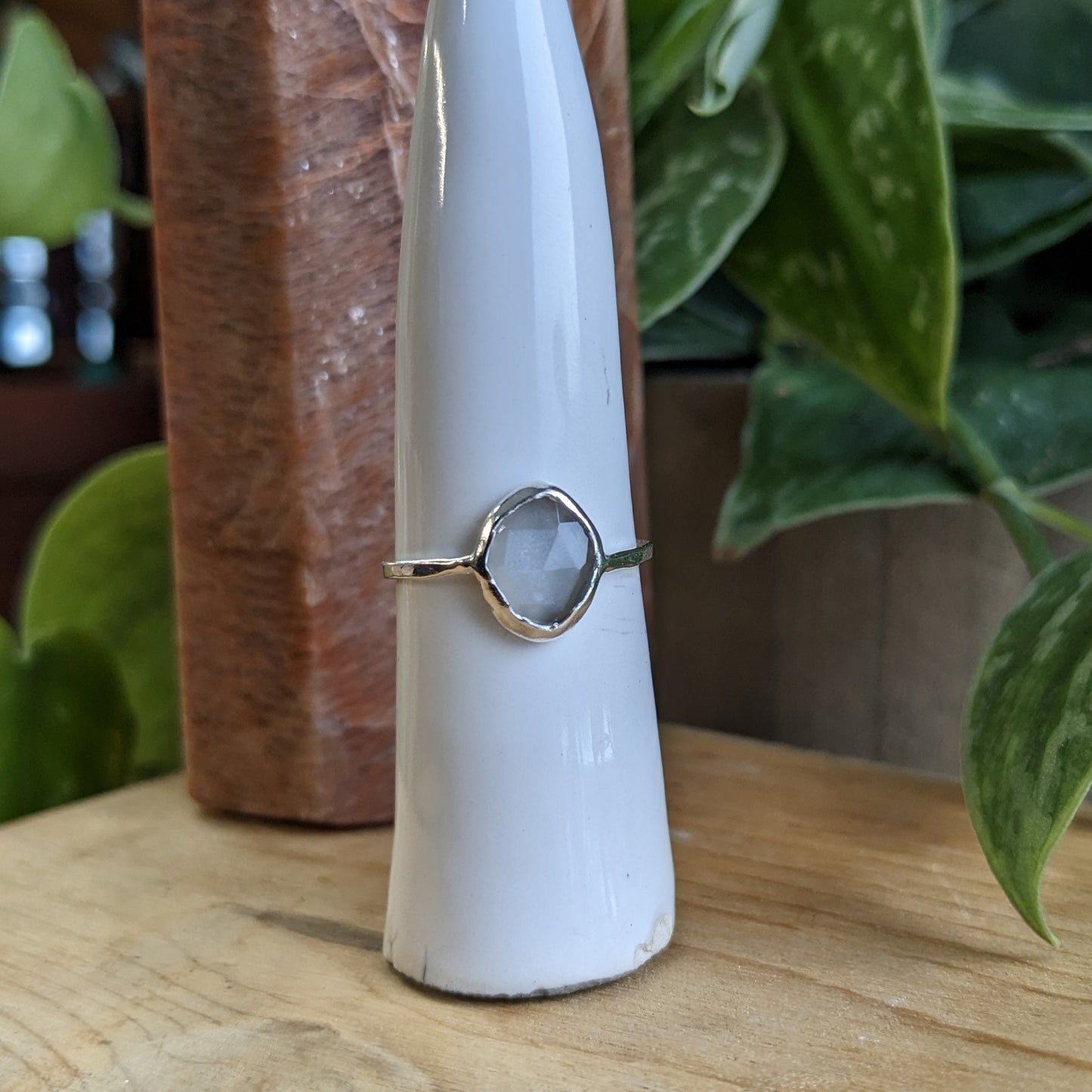 Soft grey moonstone ring