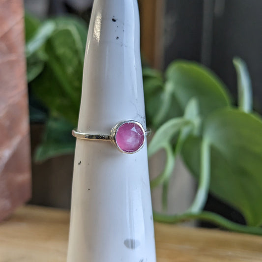 Soft pink ruby ring