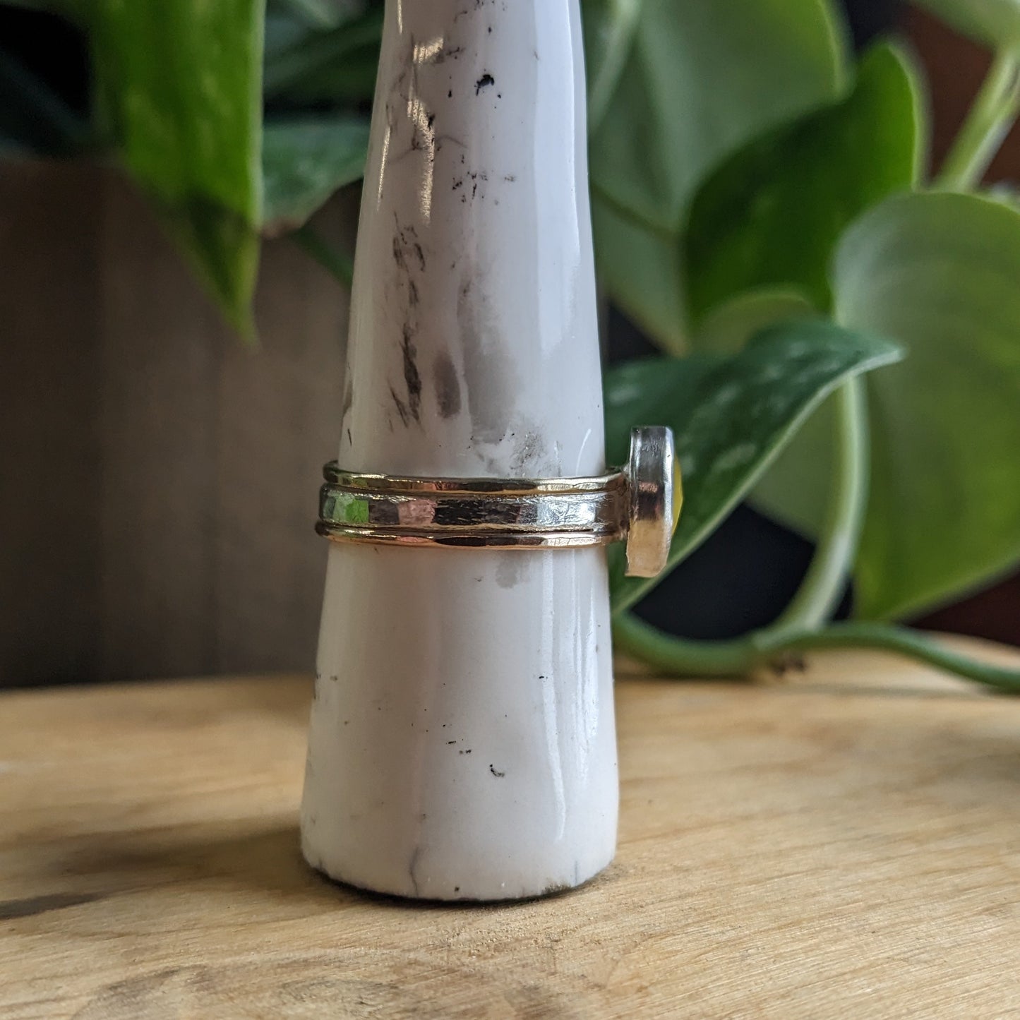 Triple band yellow Chalcedony ring