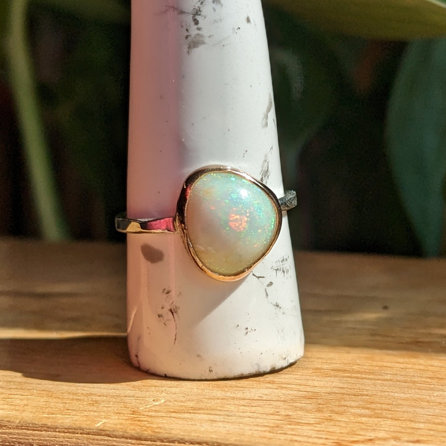 Sterling Opal and 14k ring