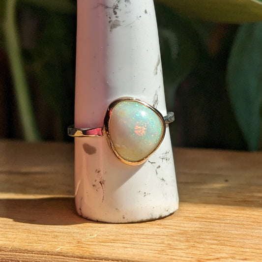 Sterling Opal and 14k ring