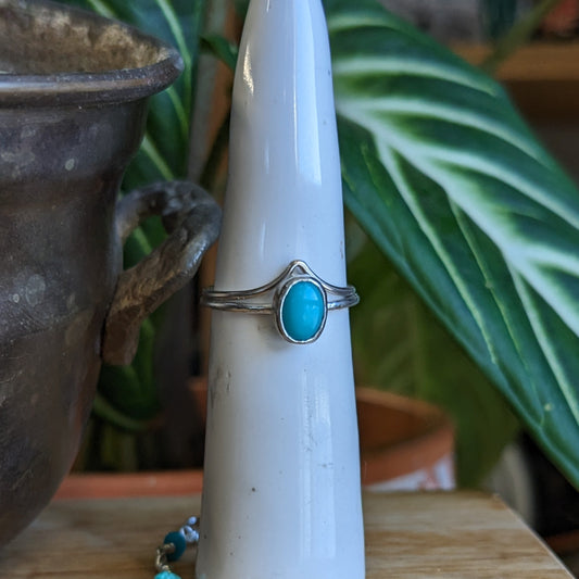 Turquoise rosary necklace, Turquoise ring and Chevron ring