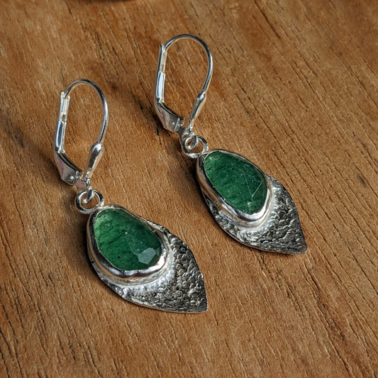 Lotus petal earrings with green aventurine