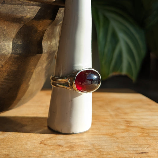 Silver and Garnet ring