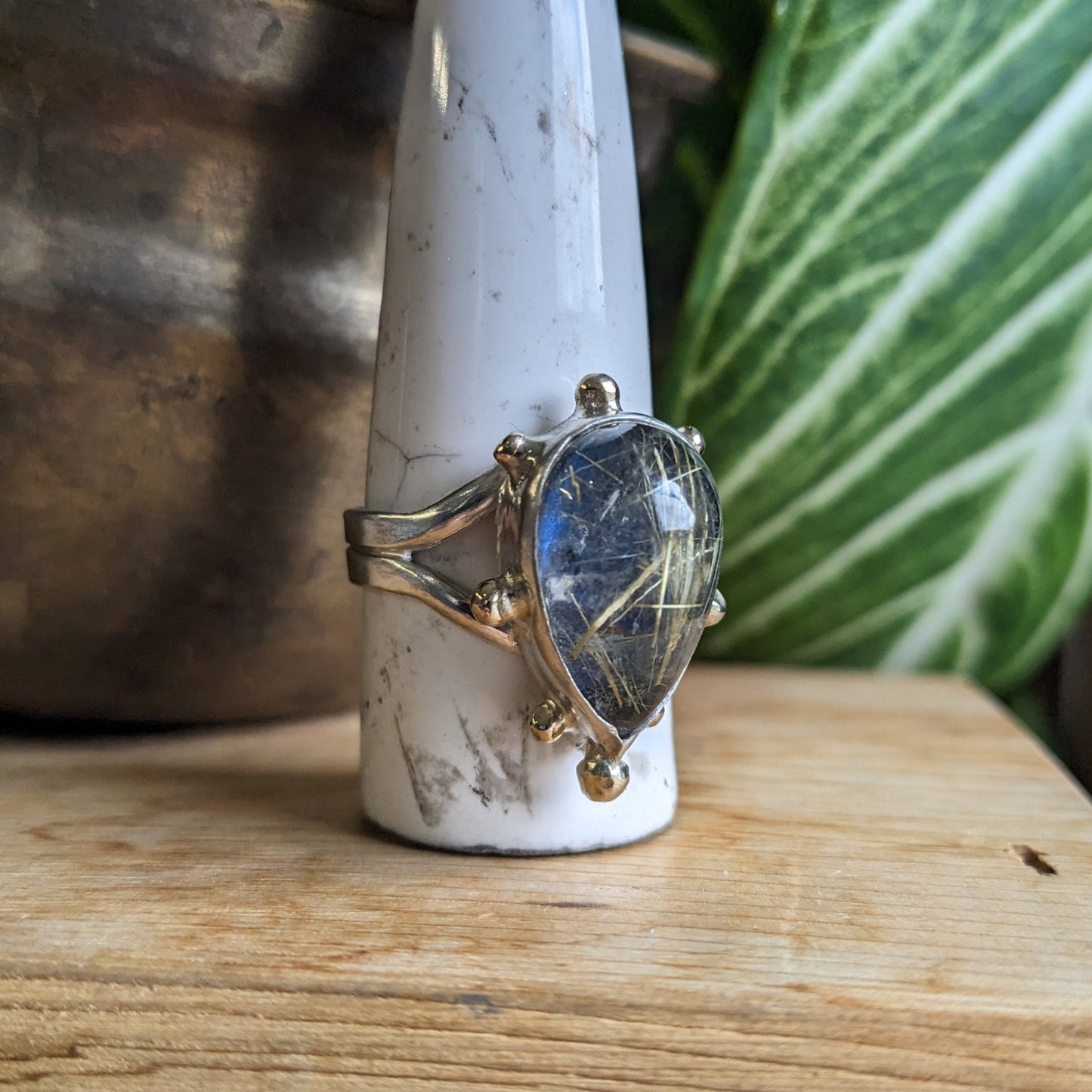 Golden Rutile Labradorite ring