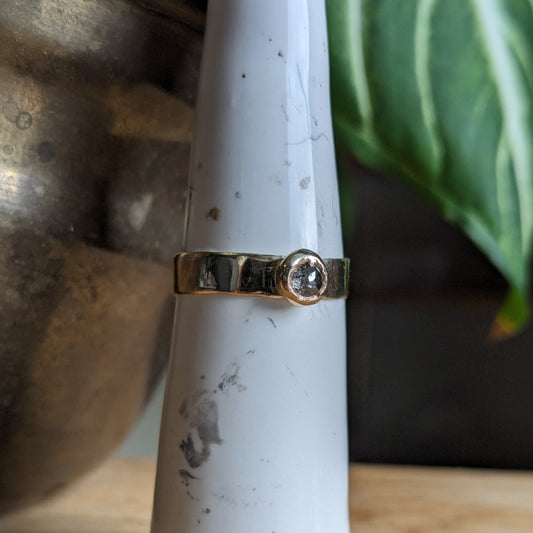 Recycled Gold band with Salt and Pepper diamond