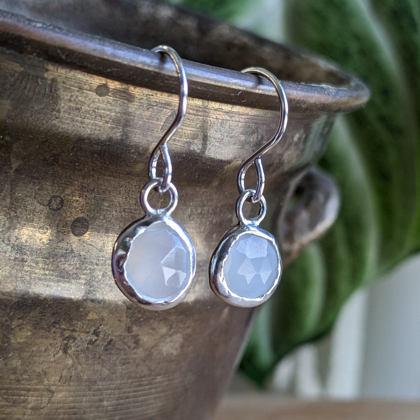 White Moonstone pendant earrings