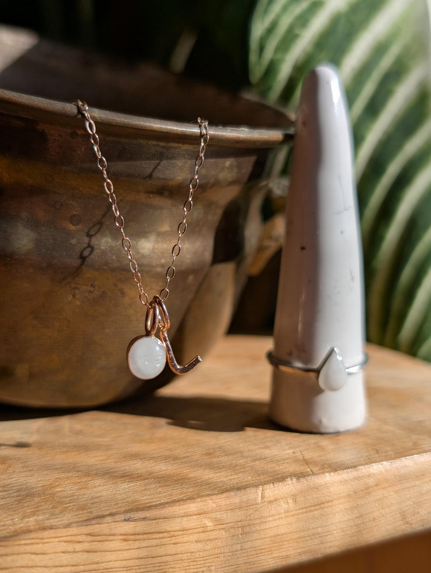 Breast milk Rose gold necklace and silver ring
