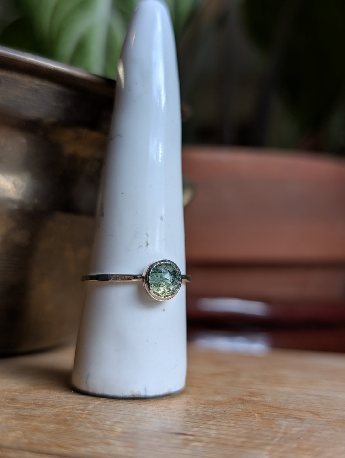 Moss agate ring