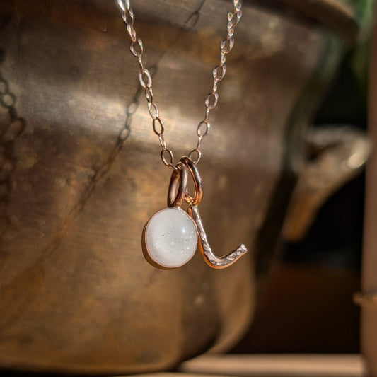 Breast milk Rose gold necklace and silver ring