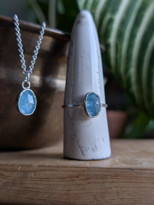 Aquamarine necklace and ring