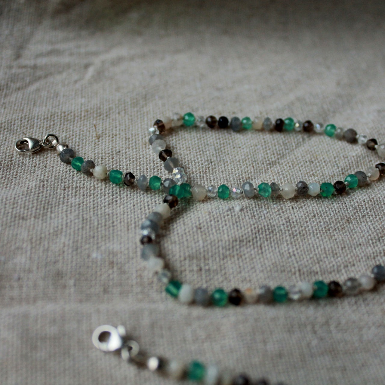 Collier et bracelet de perles chapelet - onyx vert