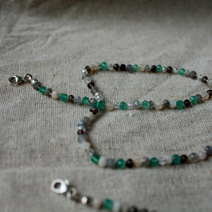 Rosary beaded Necklace and Bracelet- green onyx