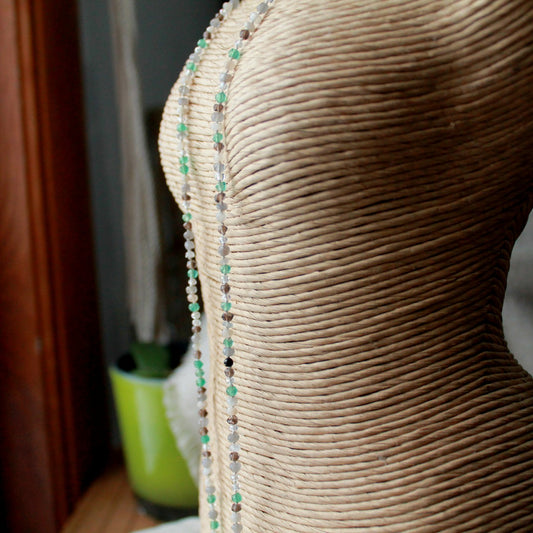 Collier et bracelet de perles chapelet - onyx vert