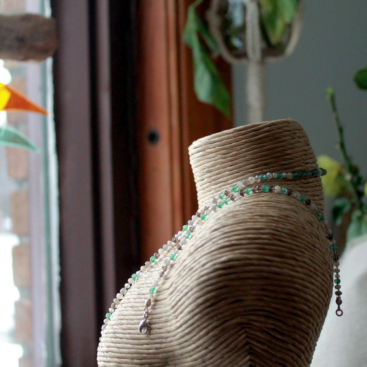 Collier et bracelet de perles chapelet - onyx vert
