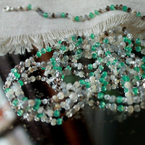 Collier et bracelet de perles chapelet - onyx vert