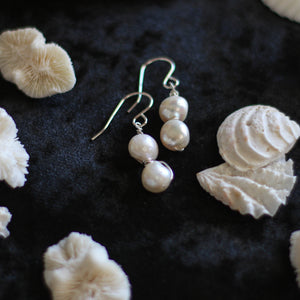 True White Pearls Silver Earrings