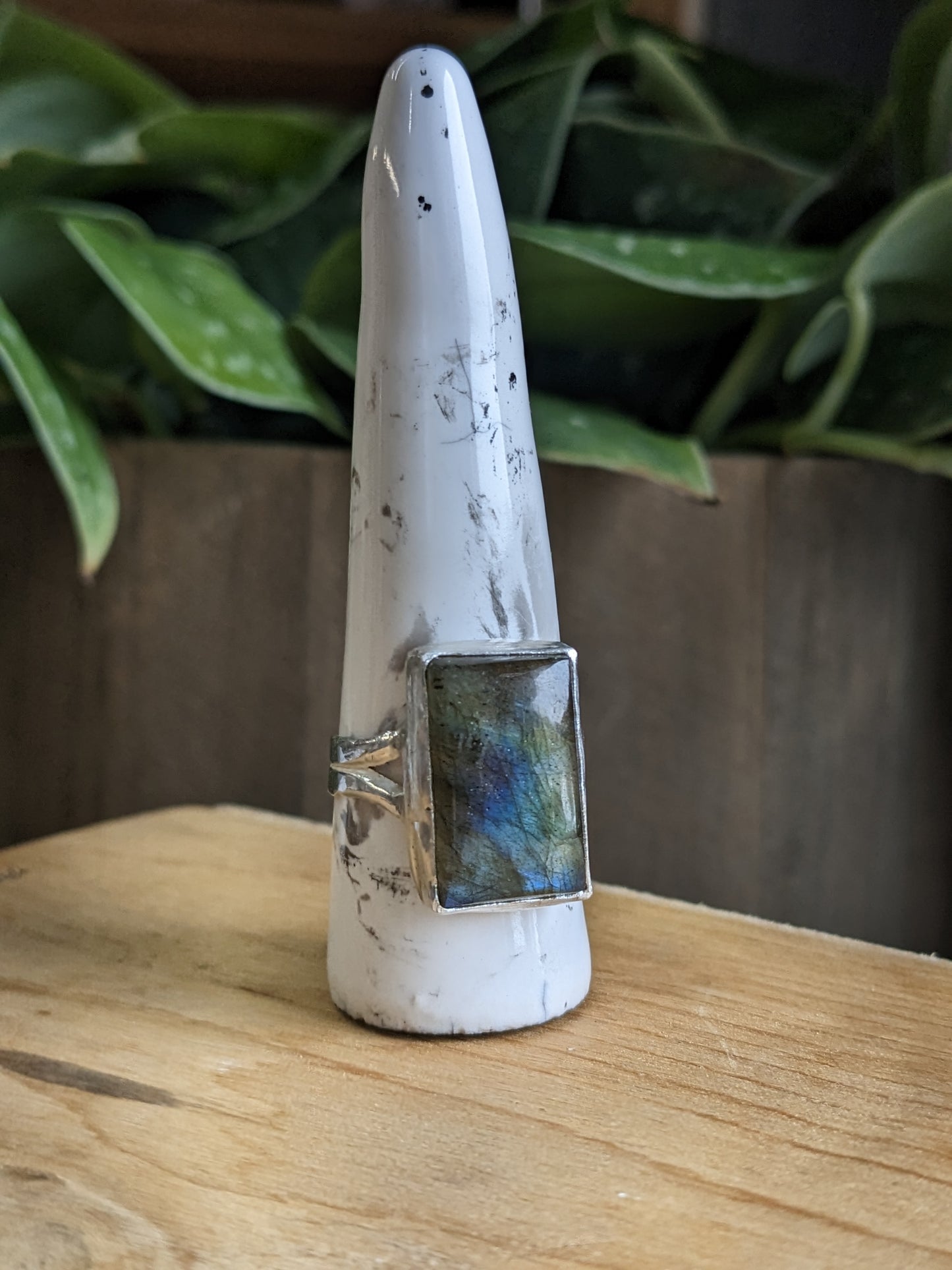 Labradorite Ring - Rectangle open back