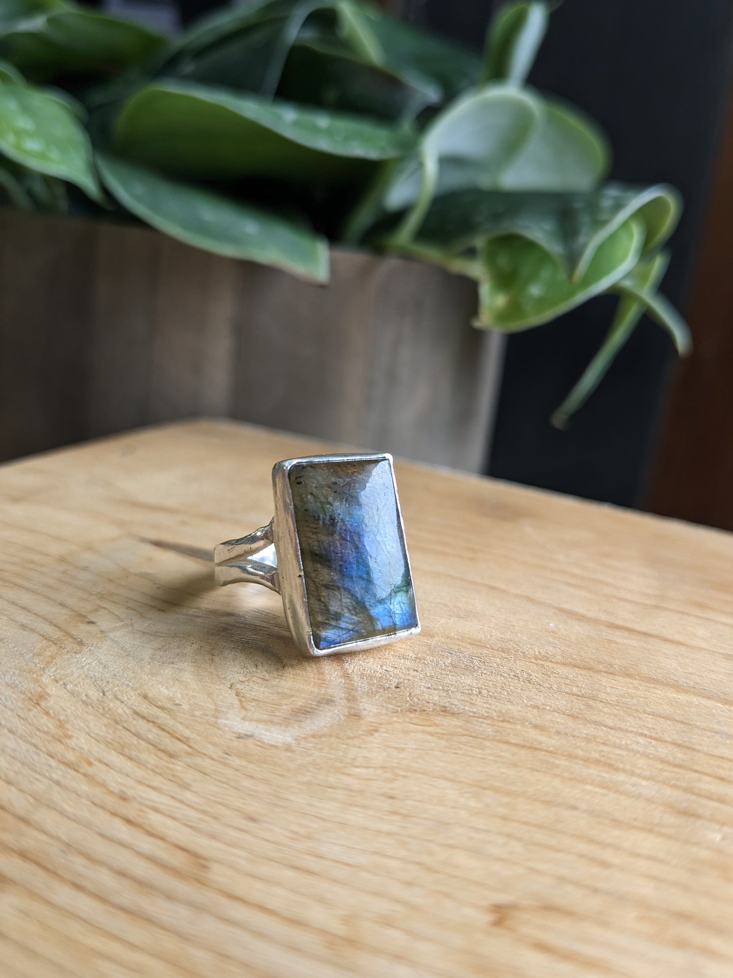 Labradorite Ring - Rectangle open back
