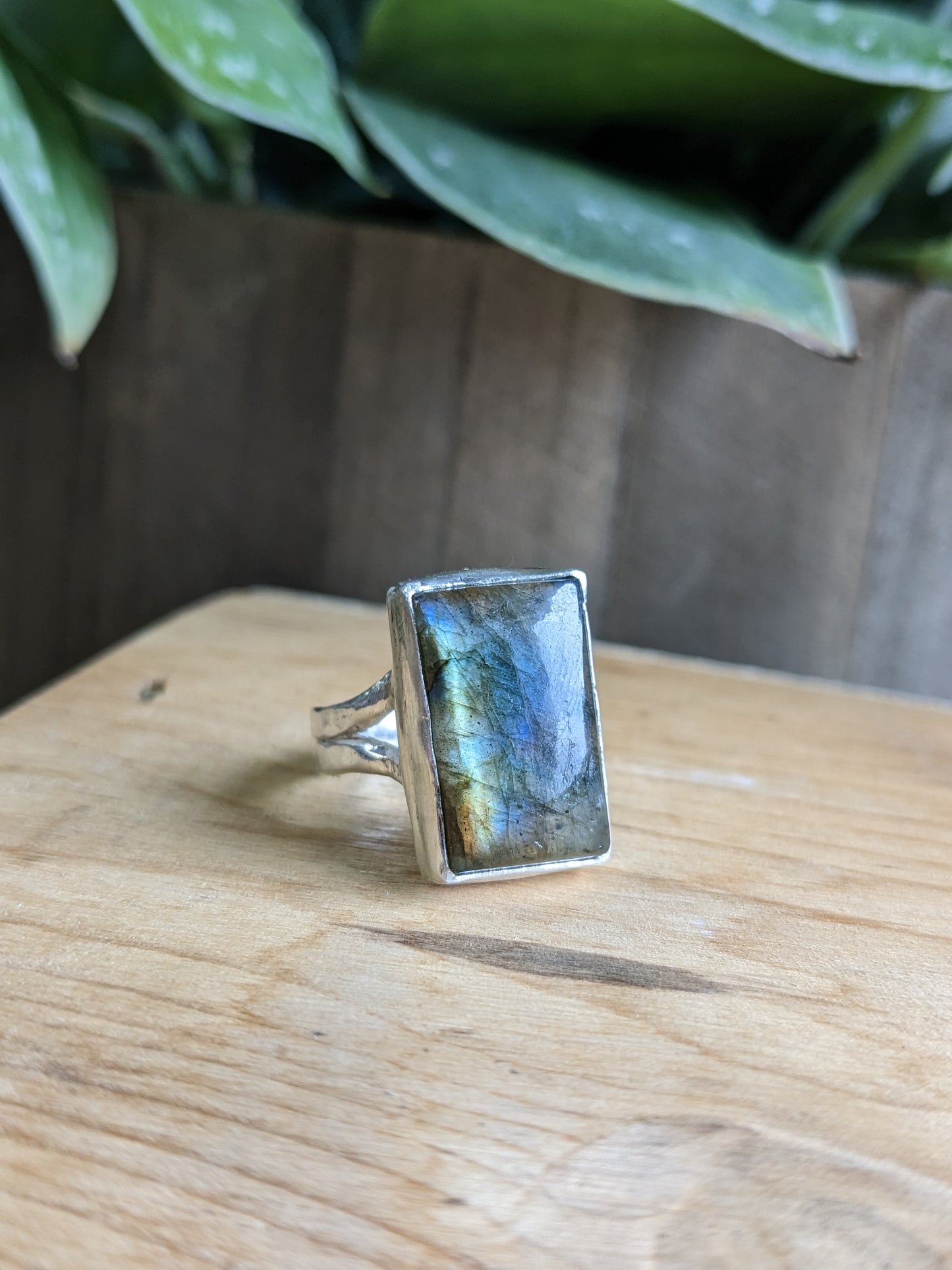 Labradorite Ring - Rectangle open back
