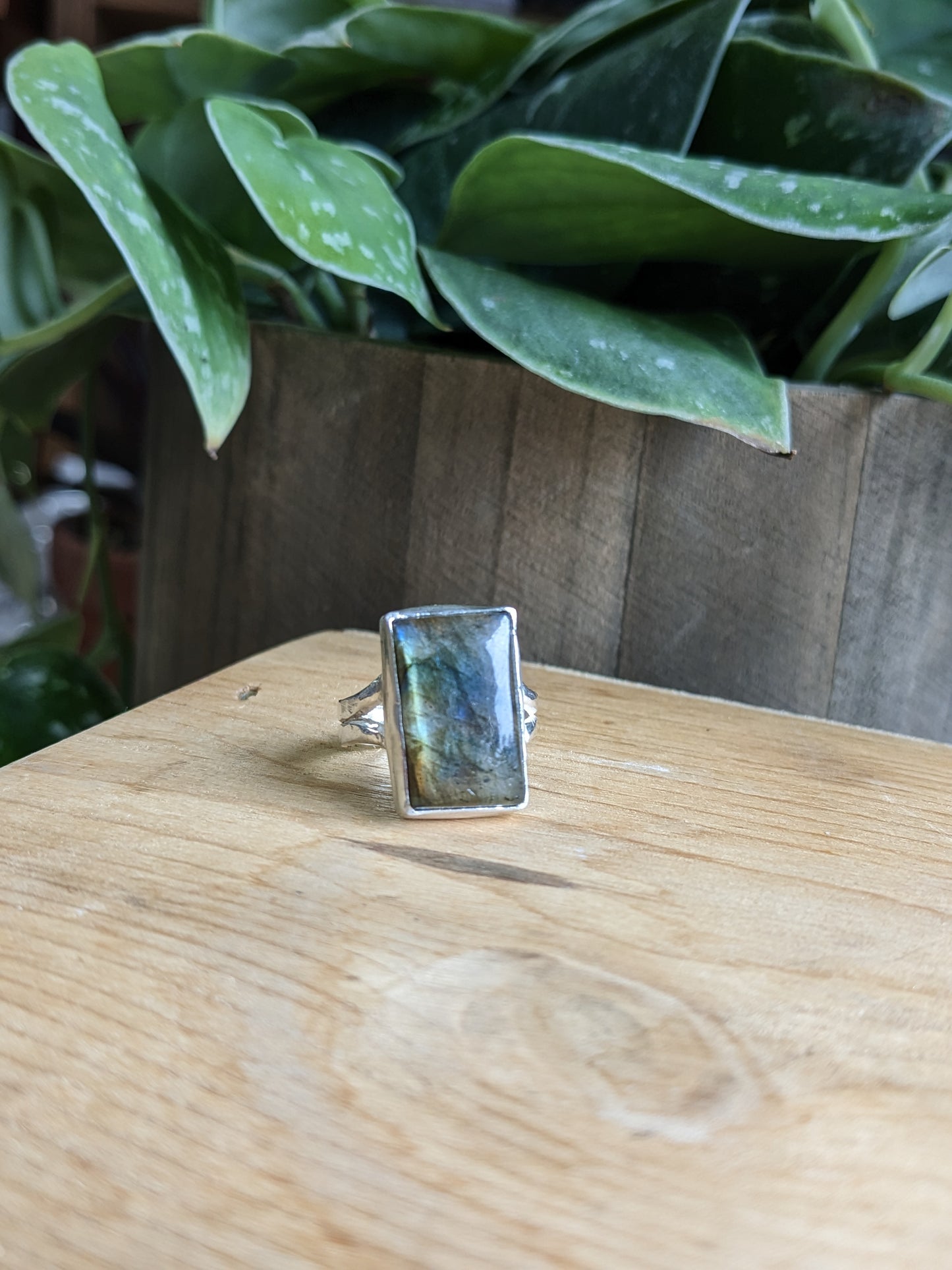 Labradorite Ring - Rectangle open back