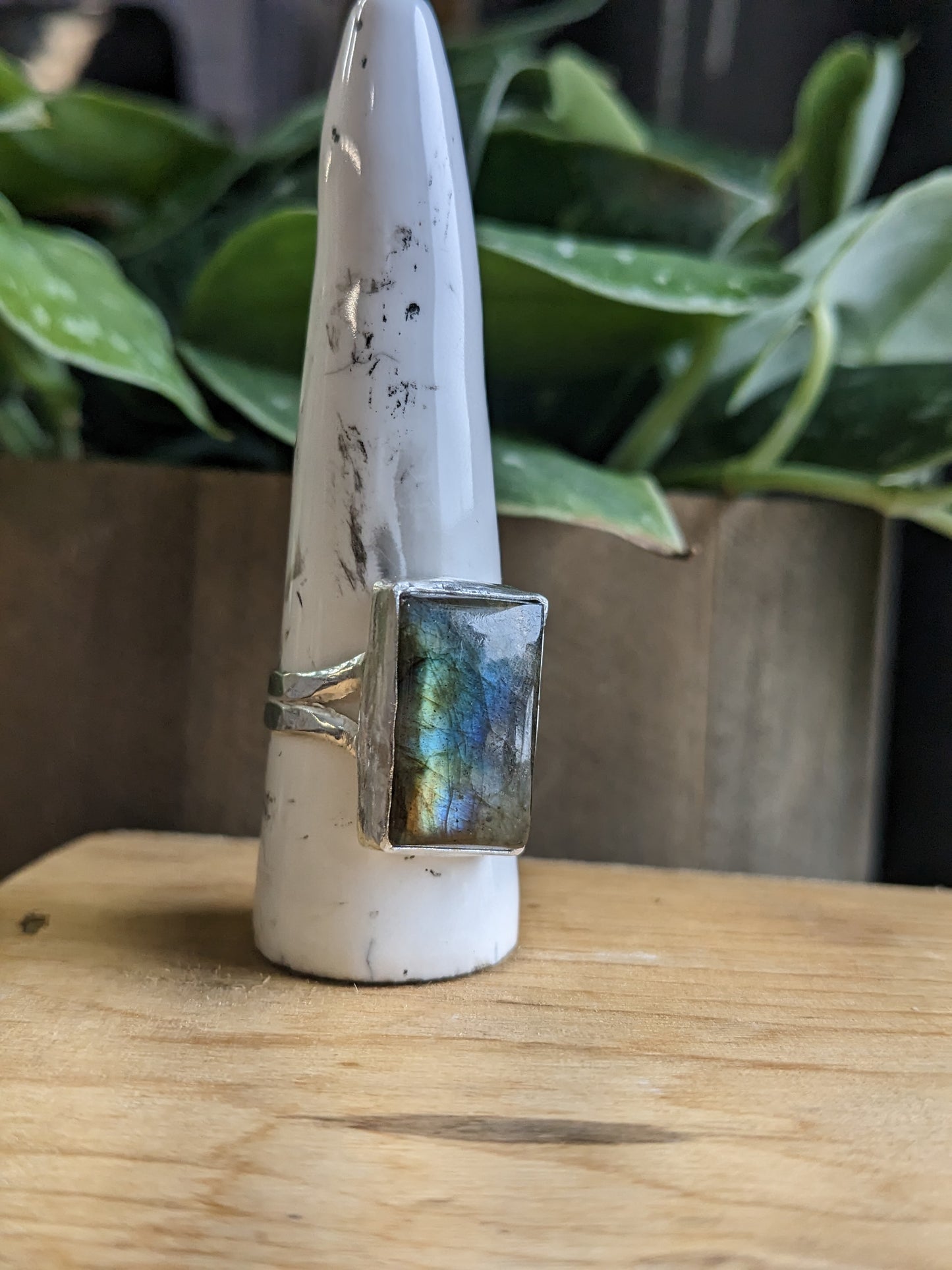 Labradorite Ring - Rectangle open back