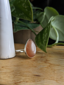 Peach Moonstone Ring - tear drop