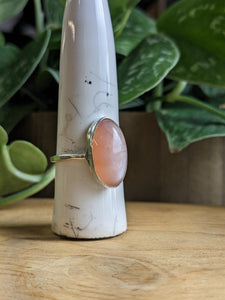 Peach Moonstone Ring - elongated oval