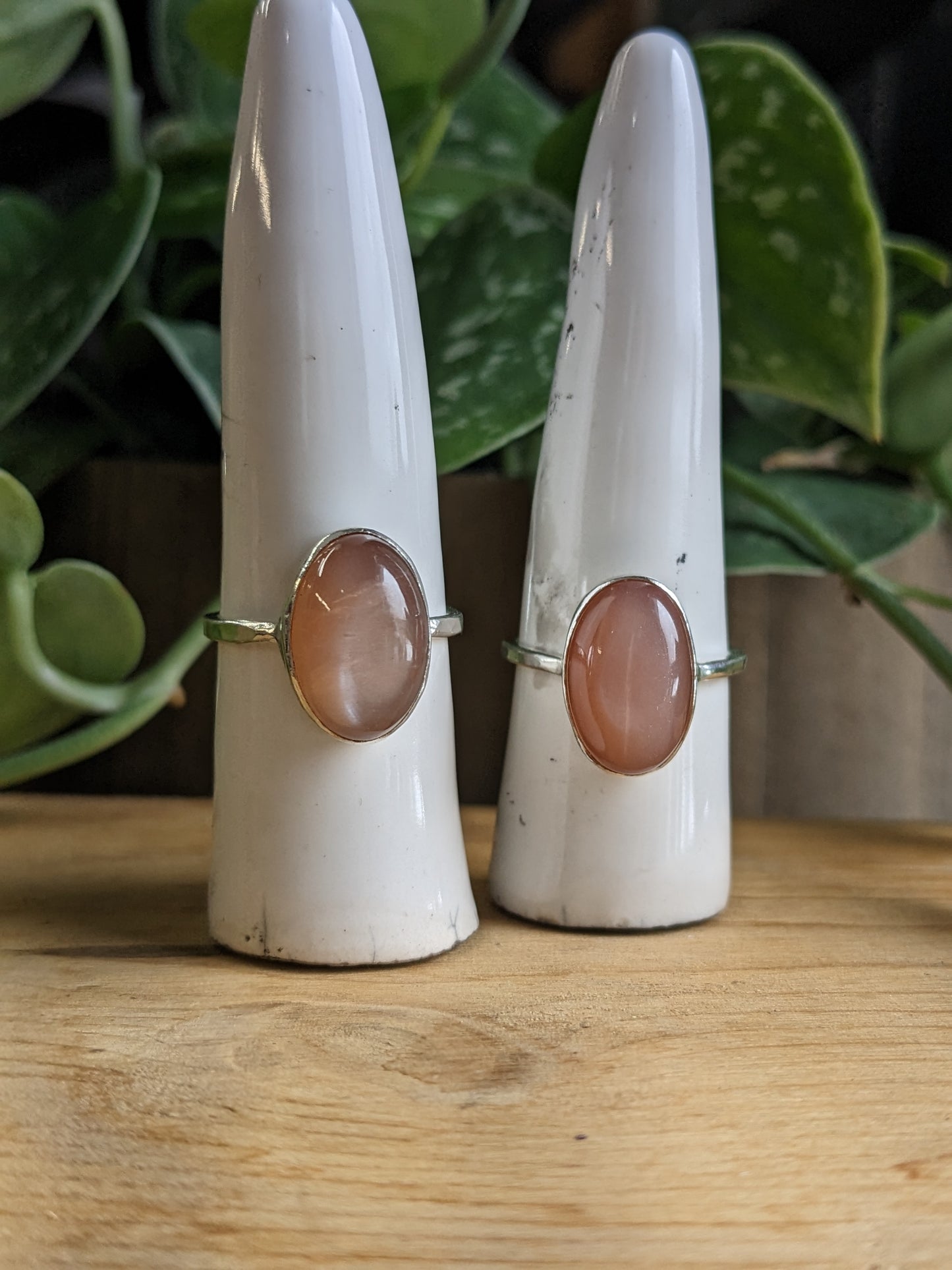 Peach Moonstone Ring - pink undertones