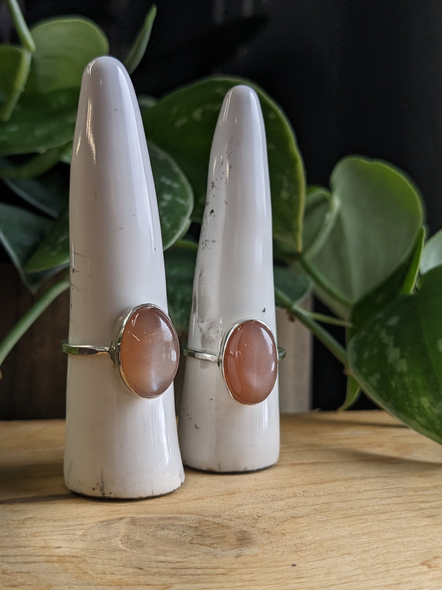 Peach Moonstone Ring - pink undertones