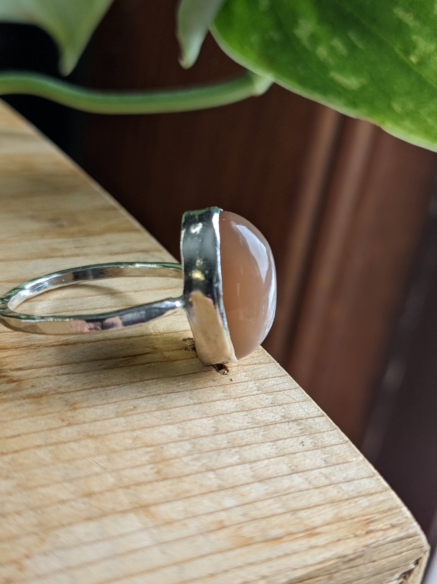 Peach Moonstone Ring - pink undertones