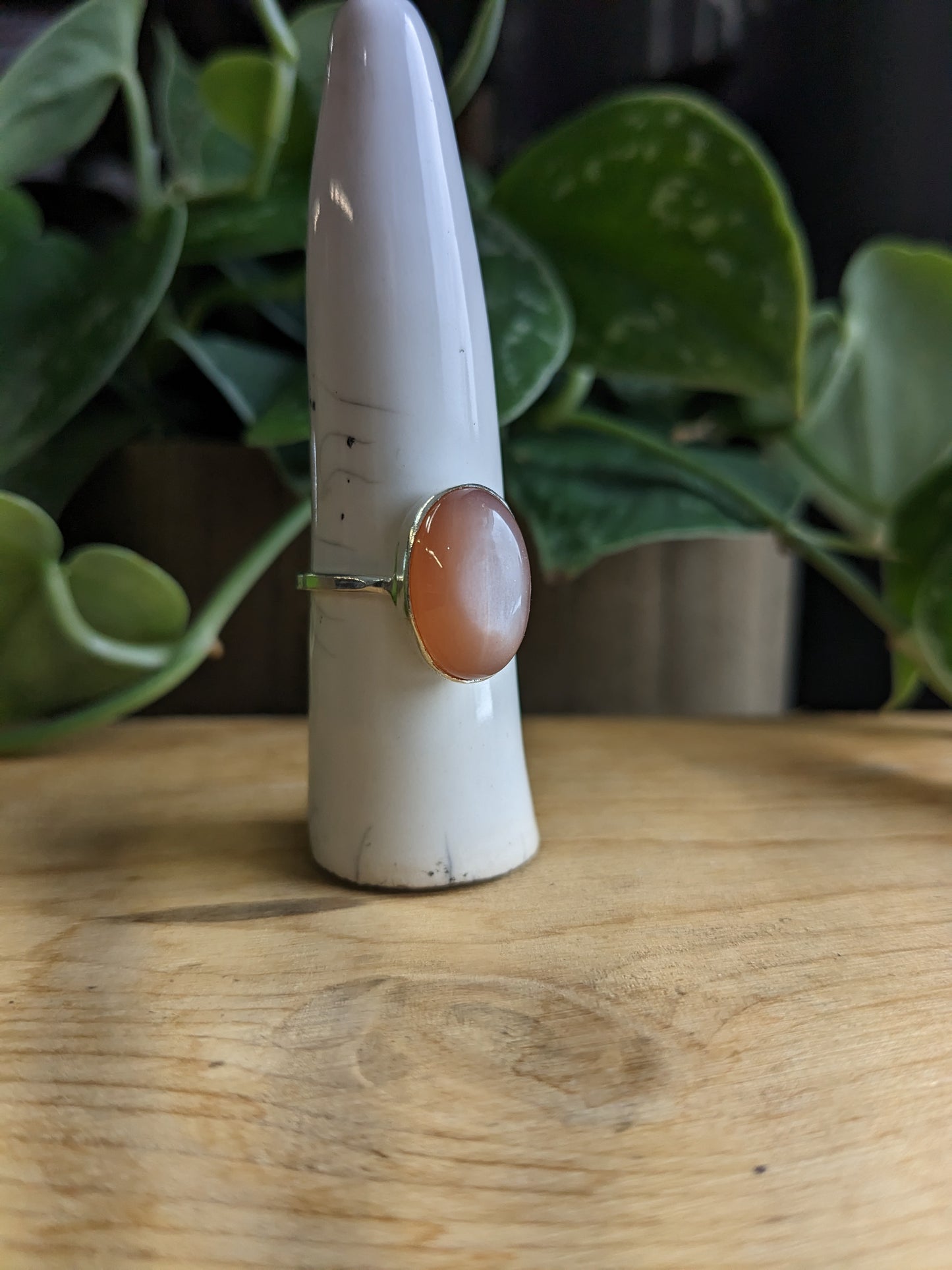 Peach Moonstone Ring - pink undertones